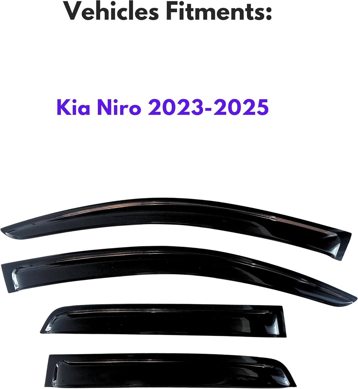 KPY Window Visors Compatible with Kia NIRO 2023-2025, 4PC Rain Guard Side Vent Deflectors Tape-On Style, 2023 2024 2025