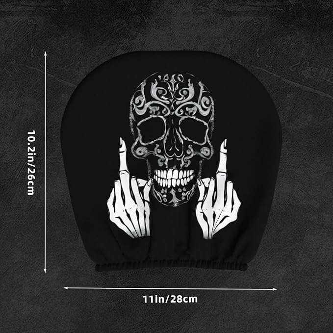 Dujiea 2 Pack Funny Skull Car Headrest Covers, Universal Soft Car Seat Head Rest Cover Protector, Vehicle Accessories Fabric Headrest Cover for Cars Vans Trucks
