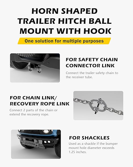 1/2 Safety Chain Connector Link, 12000lbs Capacity, 2pack Hammerlock Coupling Link for Trailer Chains Connect, G80 Drop Forged Alloy Steel Tow Hitch Safety Chain Connector Link, Grey