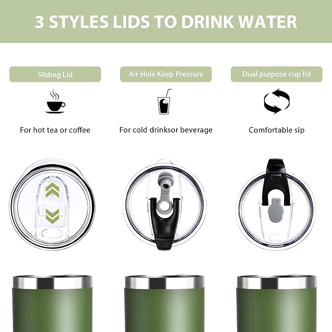 HYDROWION Triple-Insulated Tumblers - Stainless Steel with Lid and Straw, 12 oz Water Bottle, Stainless Steel Cups, Coffee Travel Mug for Home & Office Stainless Steel