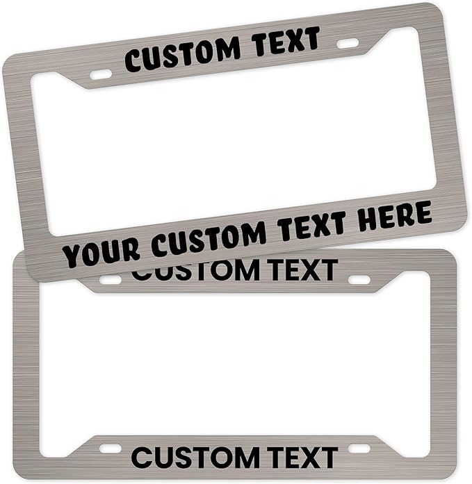 Custom Plate Frame, Personalized Text Plate Holders Metal for Car Tag, 6.5 x 12.5 Inch, Weather Resistant, Made in USA My Sign Center