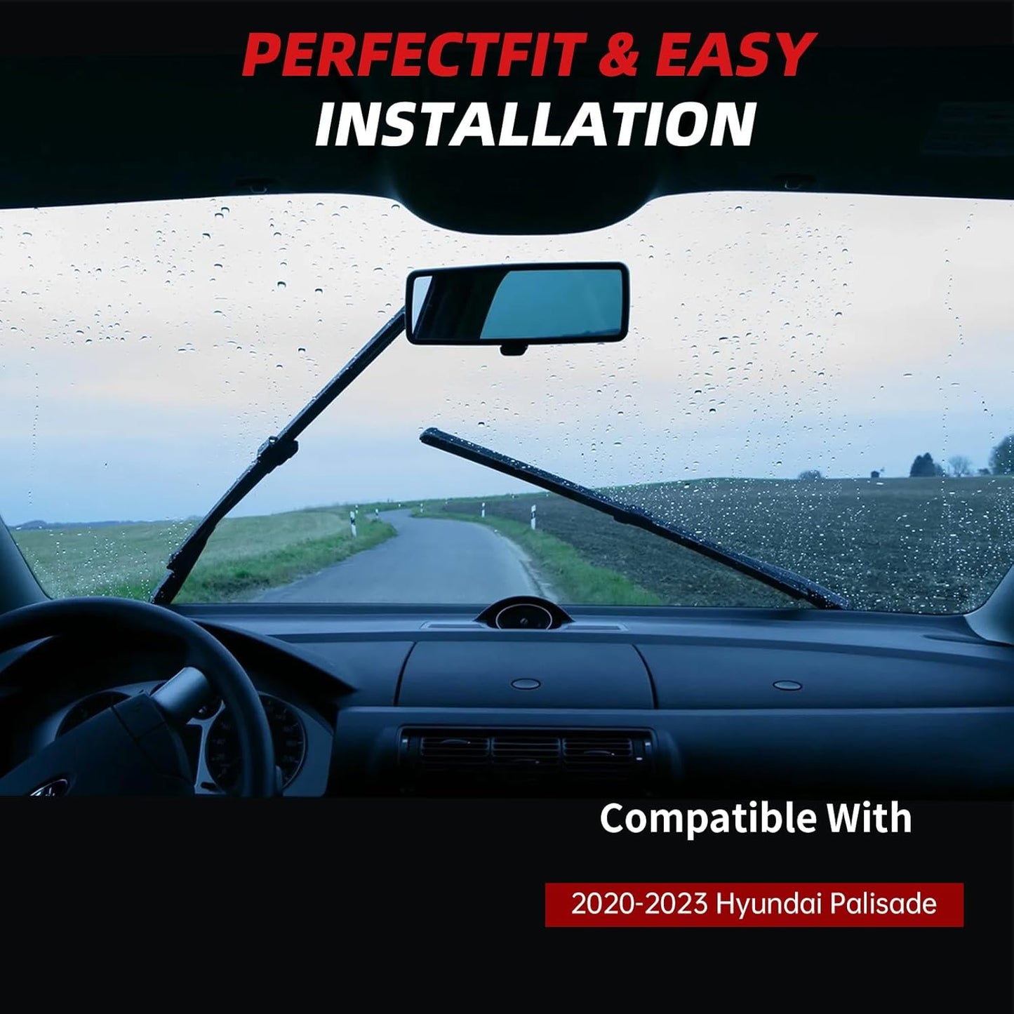 OTUAYAUTO Premium Windshield Wiper Blades - Replacement for Hyundai Palisade 2020-2023 - Precision Fit, All-Weather Performance, Front and Rear Wiper Blades, J/U Hook - 26"+20"+12" (Pack of 3)