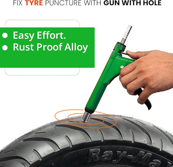 GRAND PITSTOP Tubeless Tire Gun Puncture Repair Kit with Mushroom Plug for Tyre Punctures and Flats on Cars, Motorcycles, ATV, Trucks & Tractors (Gun Puncture Kit 30 Plugs)