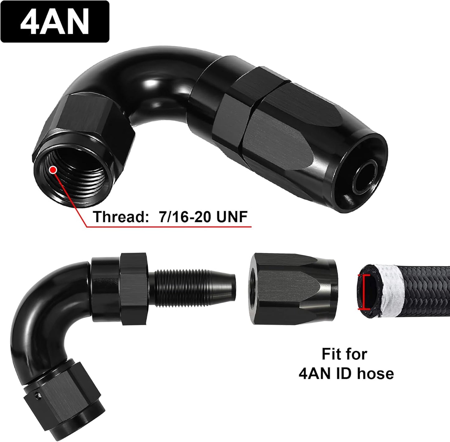 EVIL ENERGY 4AN 120 Degree One Piece Full Flow Hose End Fitting Swivel For CPE Braided Hose