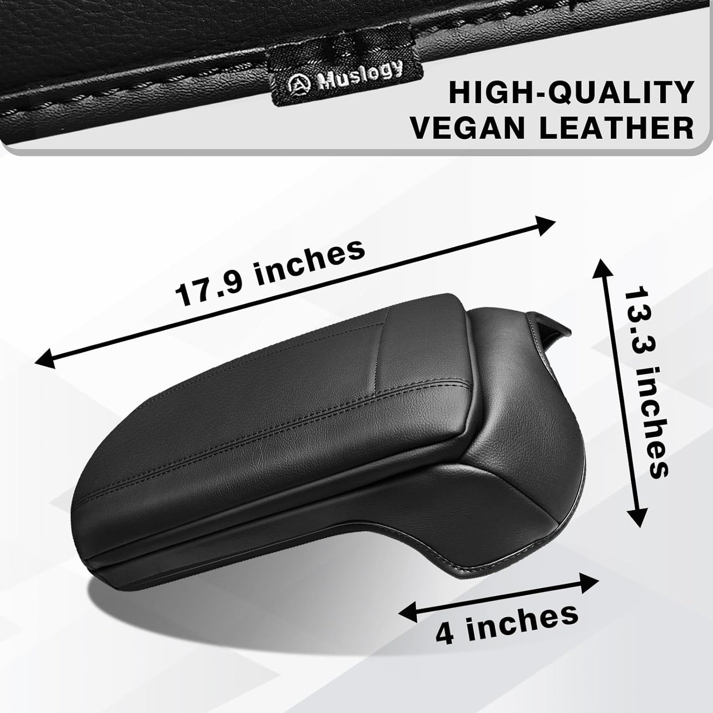 Muslogy Center Console Armrest Cover Compatible with Ford F250 F350 F450 2011-2016 Super Duty Comfort Armrest Pad Arm Rest Cushion Vegan Leather Protector 1-Inch Extra Thick(Bucket Seat ONLY)