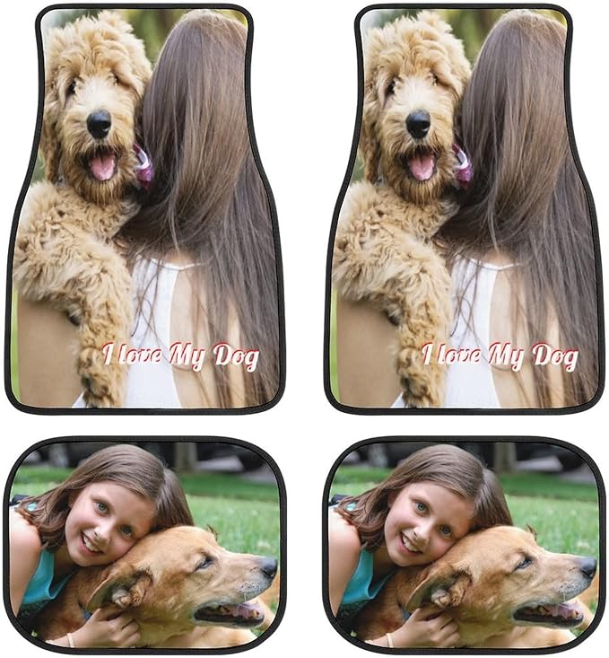 Custom Car Floor Mats Accessories Non Slip 4 Pieces Set All Weather Protection for Car SUV Truck Van Sedan & Coupe Personalized Auto Interior Decorative Black