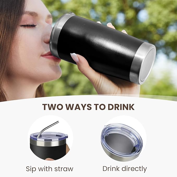 MEWAY 20oz Tumbler 4 Pack Double Wall Vacuum Insulated Travel Glitter Mug Bulk, Stainless Steel Tumblers with Lid and Straw, Powder Coated Coffee Cups for Woman(Gradient Black,Set of 4)