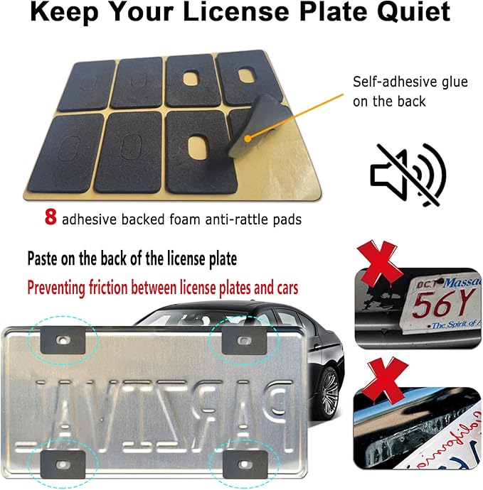 Aootf American Flag License Plate Frames- Patriotic Black USA Stars and Stripes Flag Car Tag Frame, 2 Pack 4 Hole Thin Plastic Holder for Front and Rear, Screws Caps, Auto Accessories