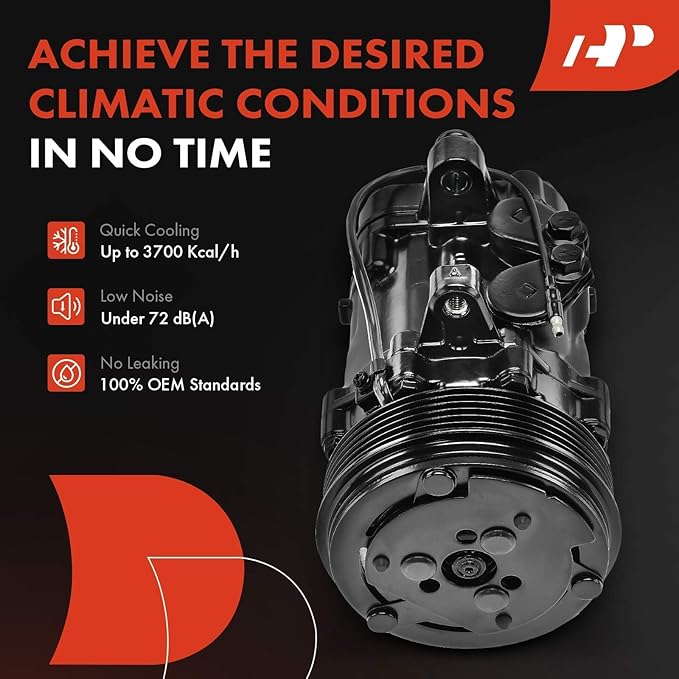 A-Premium Fit for Sanden SD-7 6PK Style, Universal A/C Compressor with Clutch, 6 Groove Serpentine Belt