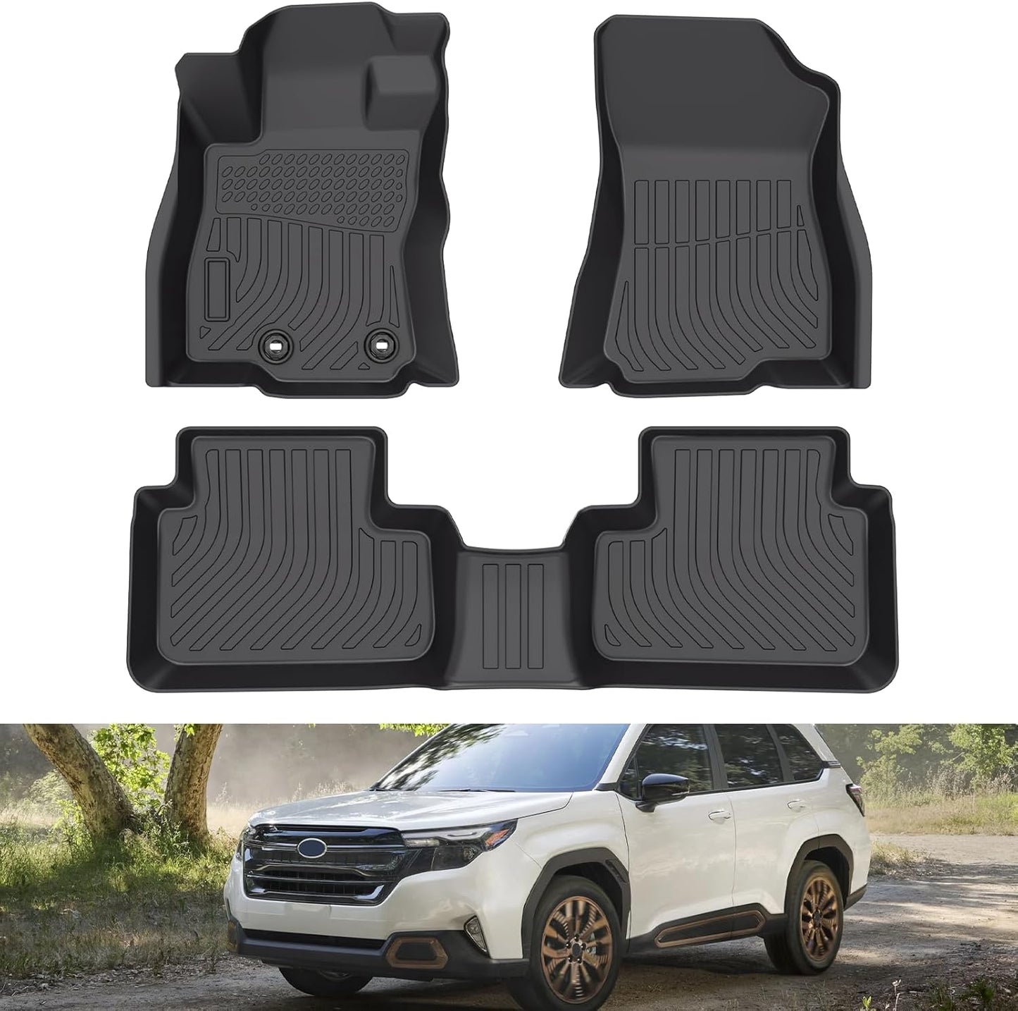 All Weather Liner Floor Mats Custom Fit for 2025 Subaru Forester Anti-Slip 3D Pattern Car Mats Thicken Waterproof Odorless Passenger Front Mat - Essential Accessories for 2025 Subaru Forester