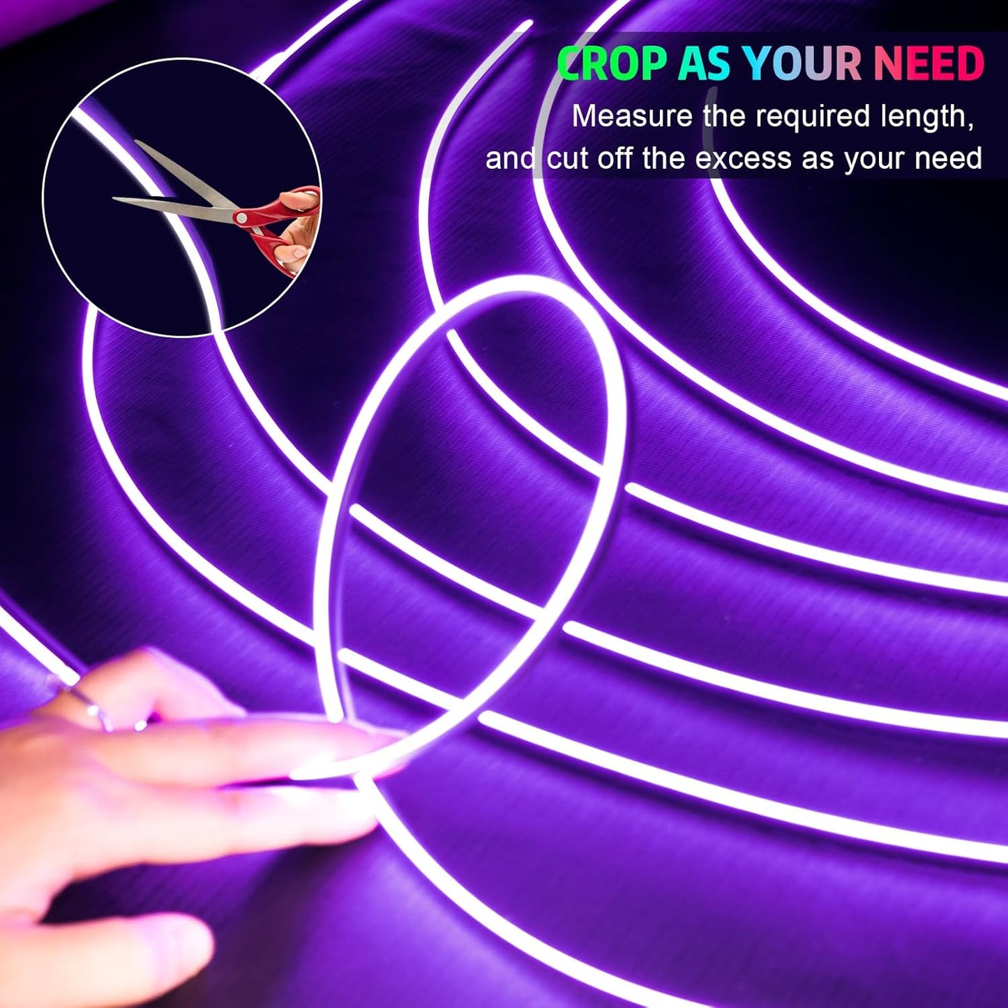 Acrylic Interior Car Lights, AMKI Car LED Strip Light with APP Sub Control, Car Accessories Fiber Optic Car Ambient Lighting Kit with RGB 22 in 1 and 175 inches 593 LEDs 213 DIY and Music Modes DV 12V