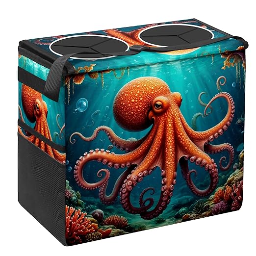 Car Trash Can Octopus Large Storage Garbage Can with Lid Hanging for Back Seat Leakproof Automotive Vehicle Trash Bin