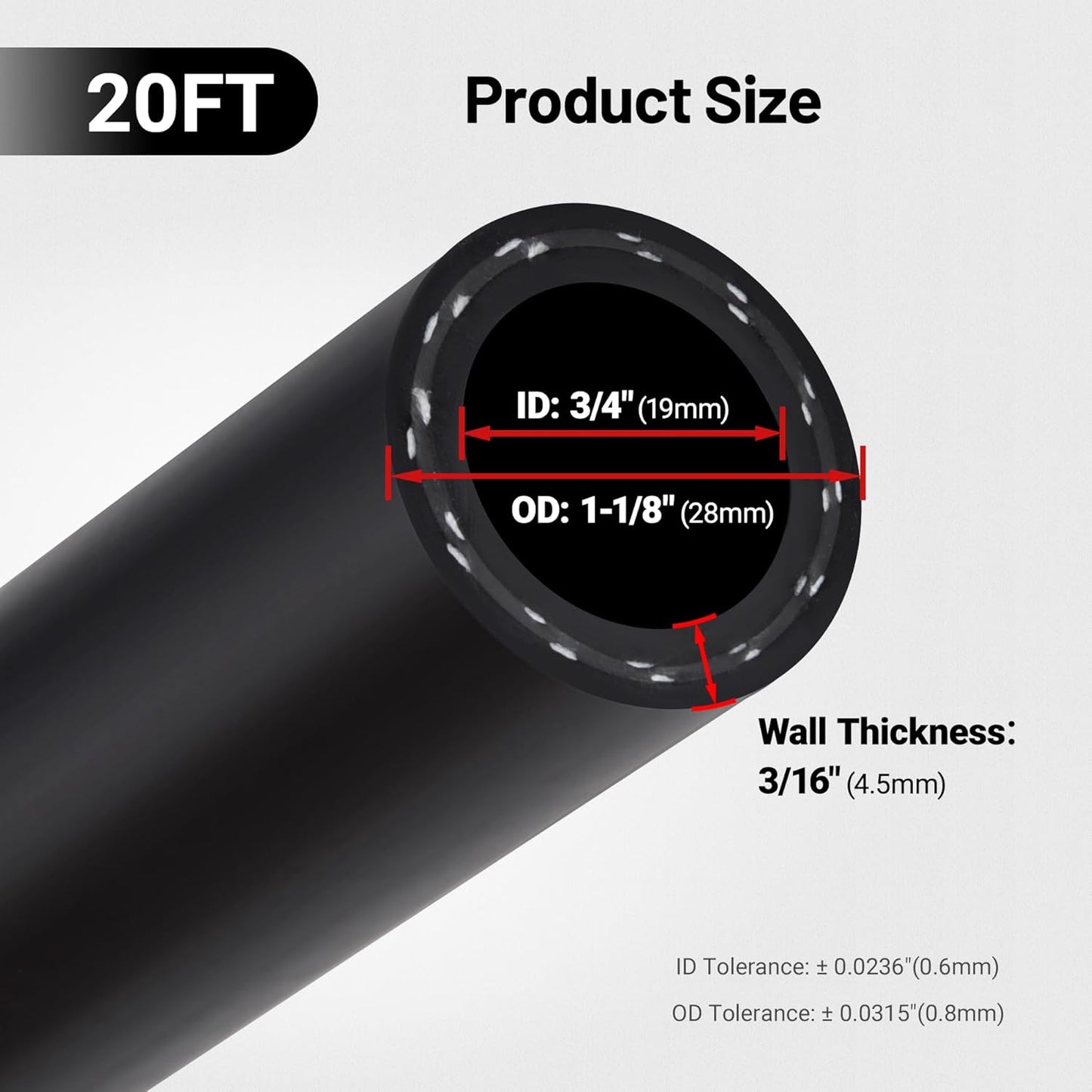 EVIL ENERGY 3/4" Heater Hose Coolant Radiator Straight 100PSI SAE 20R3 20FT Black