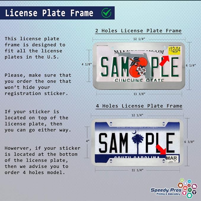 Speedy Pros Funny License Plate Frame Custom Personalized Text Zinc Cute Car Accessories License Plate Holder Chrome 2 Holes Set of 2