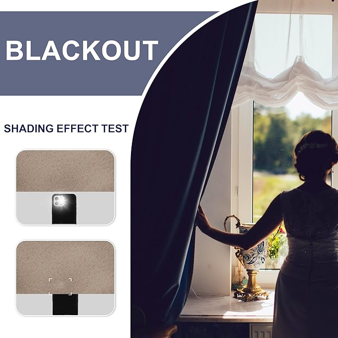 JIUZHEN Blackout Curtains for Bedroom - Thermal Insulated Room Darkening Noise Reducing, 60 x 96 Inch Length Curtains for Living Room, Set of 2 Panels with Tiebacks, Camel
