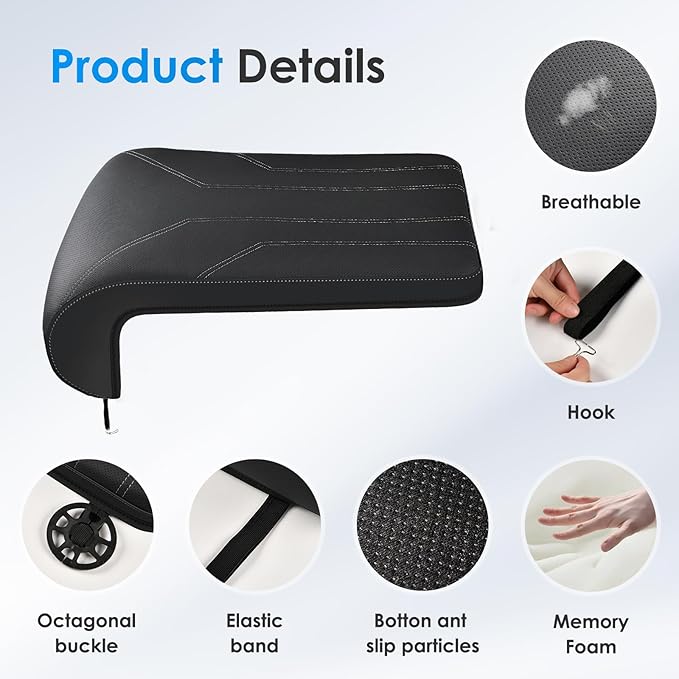 FLORICH Car Seat Extender Leg Extender Support Cushion for Driver Seats Office Chair, Leather Carseat Leg Support for Long Drivers Universal Car Seat Cushion Legs Rest Pads-Dark Black