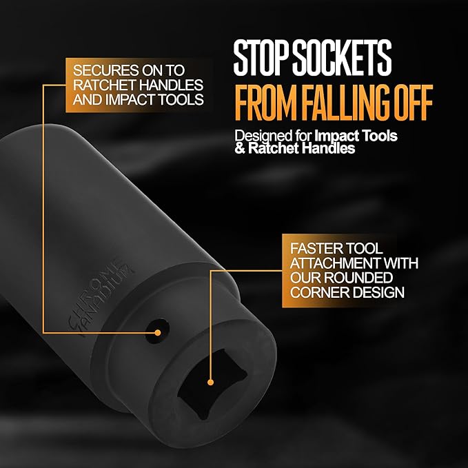 TIGHTSPOT 1/2 Inch Drive 30 mm Deep Impact Socket with Anti-Rounding 6 Point Design, Heat-Treated CRV Steel