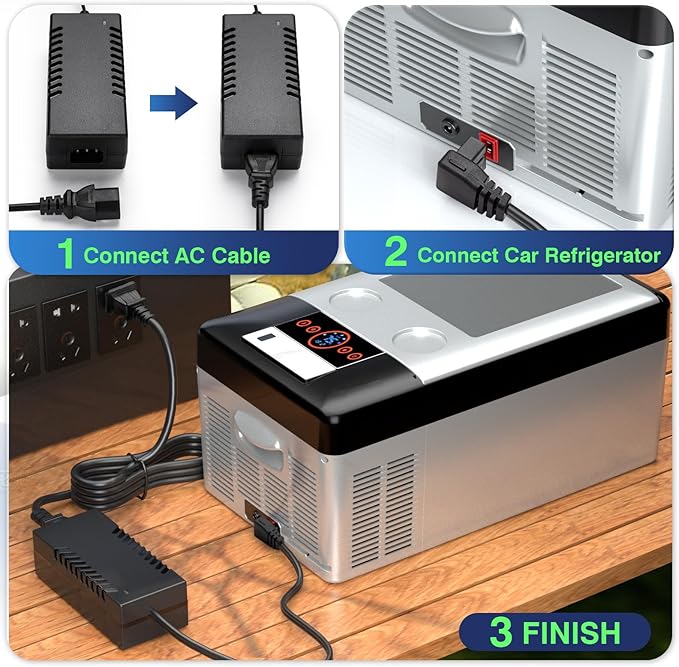 AC Power Cord 100~240V for Car Refrigerator, 60W AC Power Adapter Compatible for 60W 12V Refrigerator Car Freeze, 14.5V Car Fridge Freezer Part Compatible with Most Brands Car Refrigerator