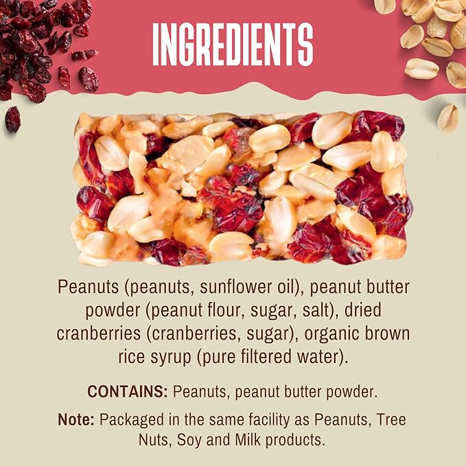 ToYou Chewy Fruit and Nut Bars - Healthy Protein Snacks | Peanut Butter Cranberry - 1.41 Ounce (Pack of 12) | Soft Chewy, Vegan, Fiber-packed Granola Bars for Adults and Kids, Made with Natural Ingredients