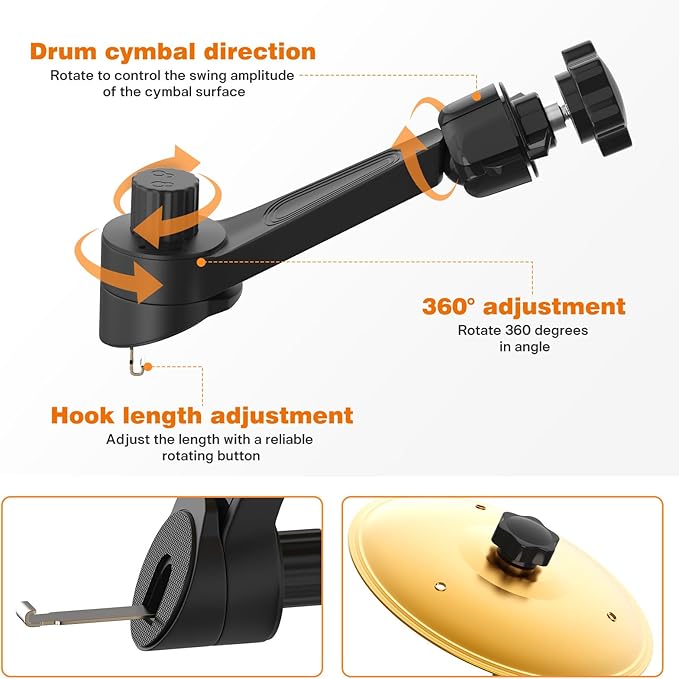 2 Pack Car Cymbal Air Vent, Mini Drum Crash Cymbal Set with Mini Drum Stick, Funny Musical Instruments Gadget for Drummer Music Lovers Gift, Compact Durable Car Accessory for Most Vehicles(Gold)