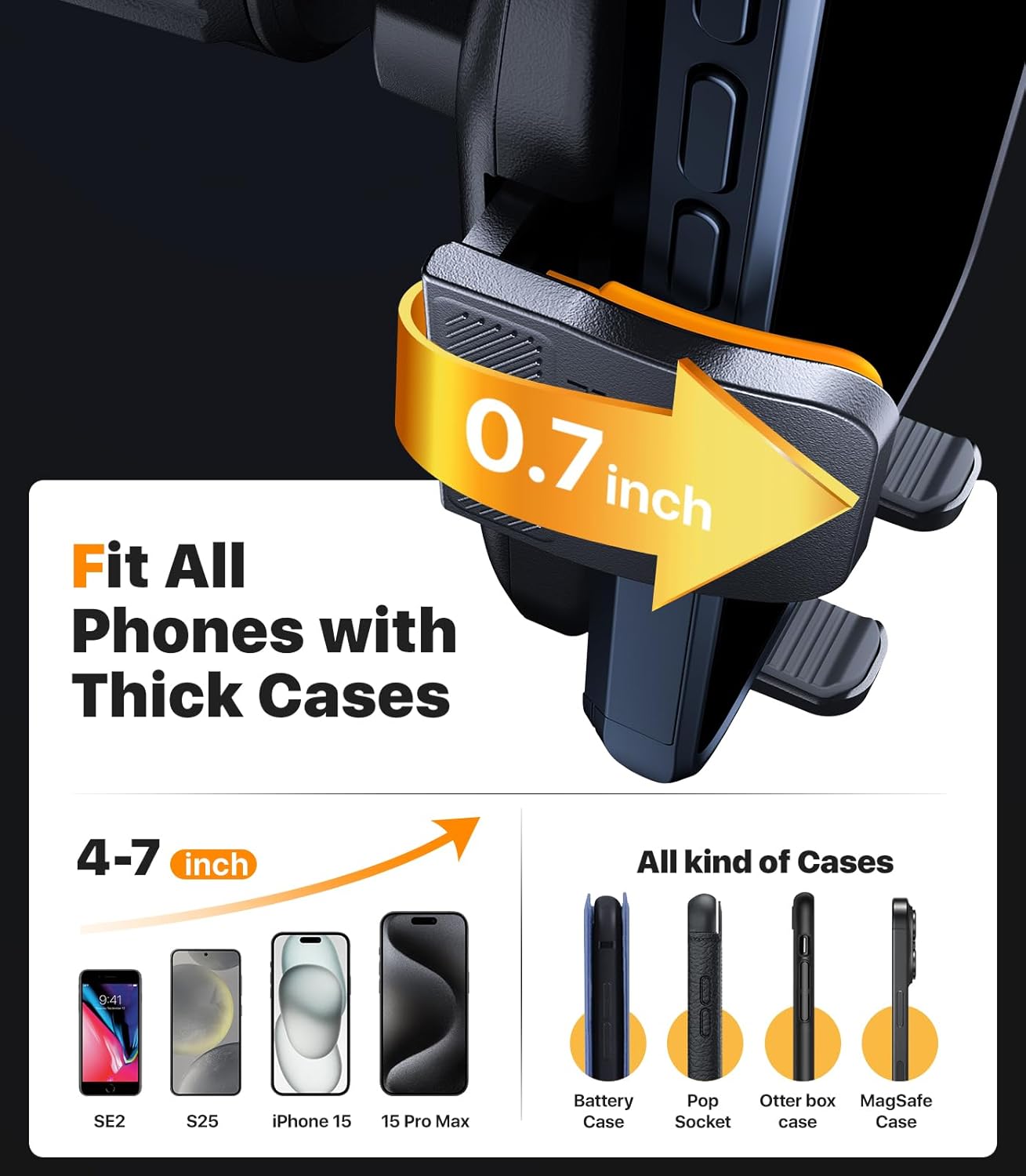 Ultra Stable Phone Holders for Your Car [Powerful & 360 Adjustable Suction Cup] Universal Car Phone Holder Mount Long Arm Flexible Car Mount for Dashboard Windshield Air Vent All Phone Case