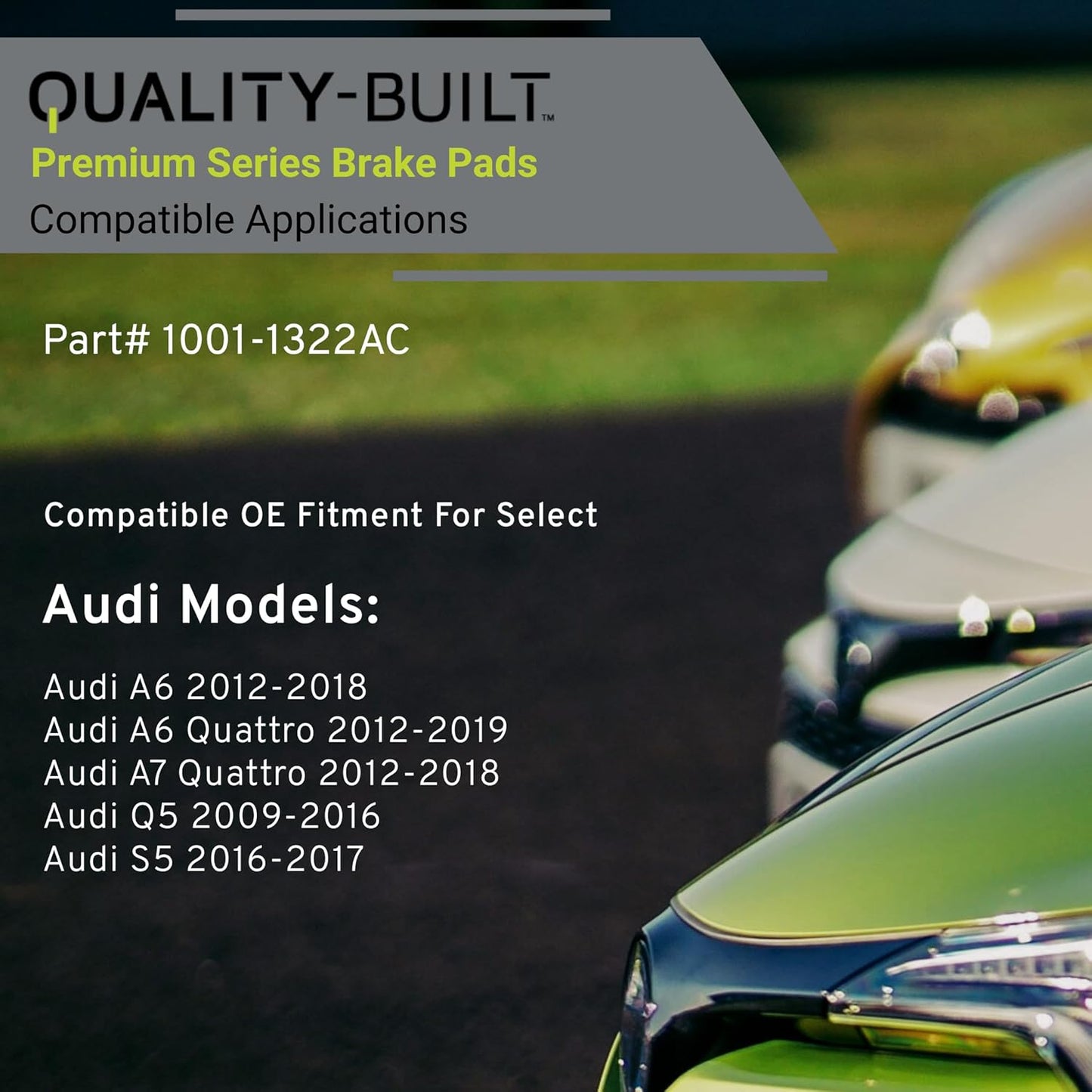 Premium Ceramic Front Brake Pads (1001-1322AC) Compatible with Audi A6 2012-2018, Audi A6 Quattro 2012-2019, Audi A7 Quattro 2012-2018, Audi Q5 2009-2016, Audi S5 2016-2017