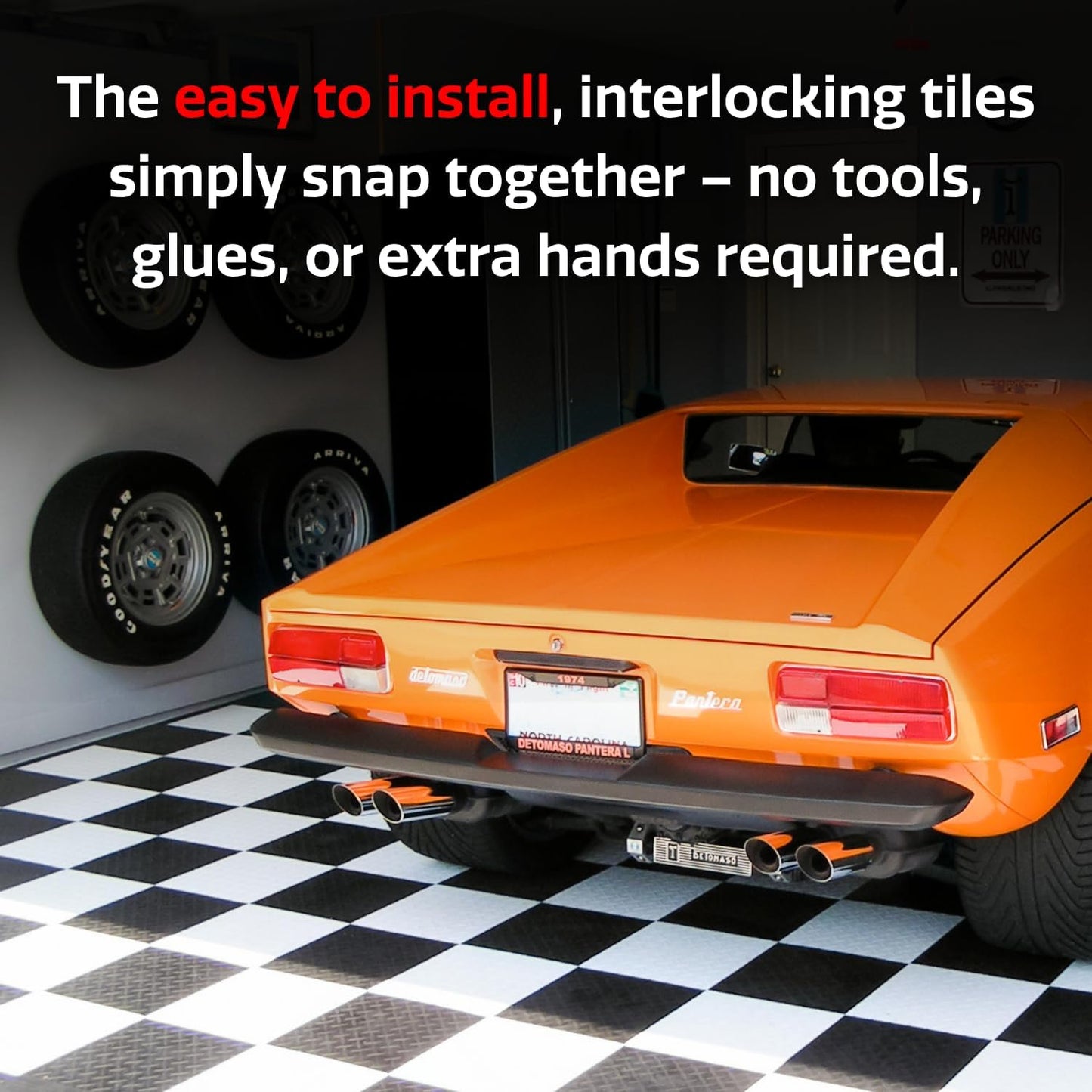 Big Floors RaceDeck Diamond Plate Design, Durable Interlocking Modular Garage Flooring Tile (Black, 12 Pack of 12 x 12" Tiles)