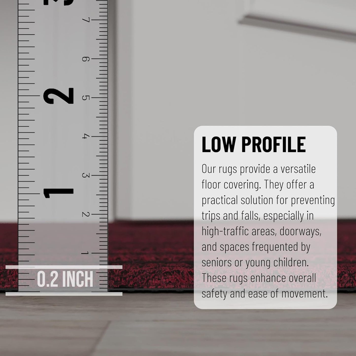 Ottomanson 2'7" x 11' Hallway Runner with Scraper Pile Extra Durable Non-Slip Rug Mat for Indoor & Outdoor Use - Ideal for Kitchen, Entryway, Patio & Garage - High-Traffic Carpet, Red