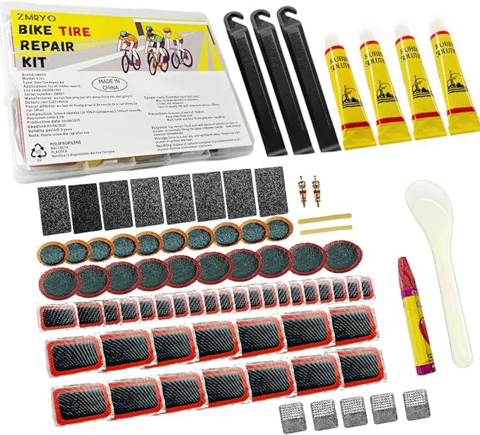 Bike Tire Repair Kit, 80 PCS Bike Tube Patch Kit with Bike Tire Levers, Bike Tire Patch and Tire Repair Glue, Bike Patch Kit for Mountain and Road Bike