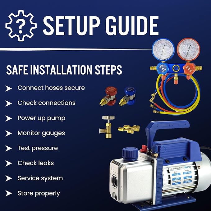 HVAC Tools Kit 4.5cfm Vacuum Pump Kit Mini Split 5Pa Rotary Vane Vacuum Pump 1/4HP Air Conditioner HVAC Air Tool R134a R410a with Oil Bottle 1/4" Male Inlet Port Air Conditioning Tools kit