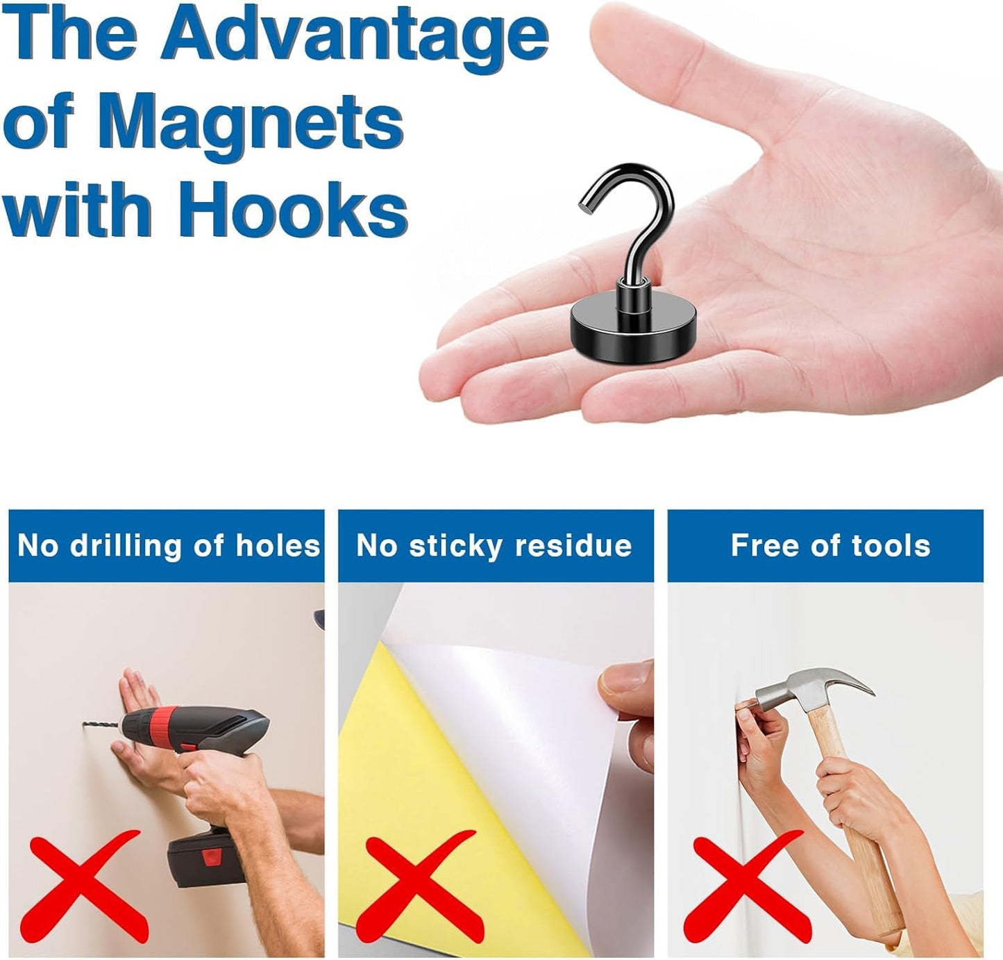 LOVIMAG Magnetic Hooks for Cruise Cabins, 40lbs Black Magnetic Hooks for Classroom, Strong Magnets with Hooks for Hanging, Neodymium Magnet Hooks for Fridge, Ceiling, Locker, Camper, Travel-25 Pcs