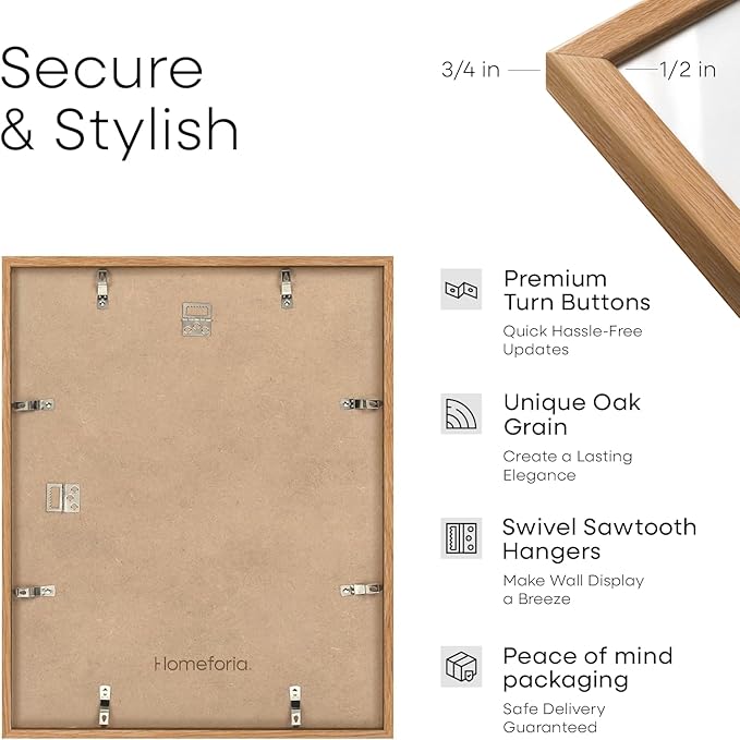 Homeforia 16x20 Diploma Wood Frame, High End Natural Oak 16by20 Certificate Frames with Mat for 14x17, 20by16 Document Matted Frame, Graduation Degree Wooden Frames, Tempered Glass, Wall Kit, Set of 1
