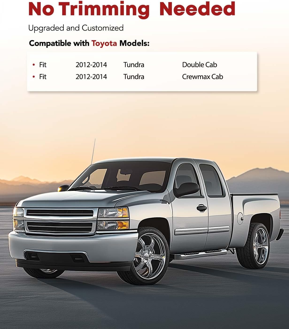 YHTAUTO Floor Mats Fit 2012-2013 Toyota Tundra CrewMax Cab, TPE All Weather Car Mats Waterproof Anti-Slip Odorless Floor Liner, Interior Car Accessories Front & 2nd Row Liner