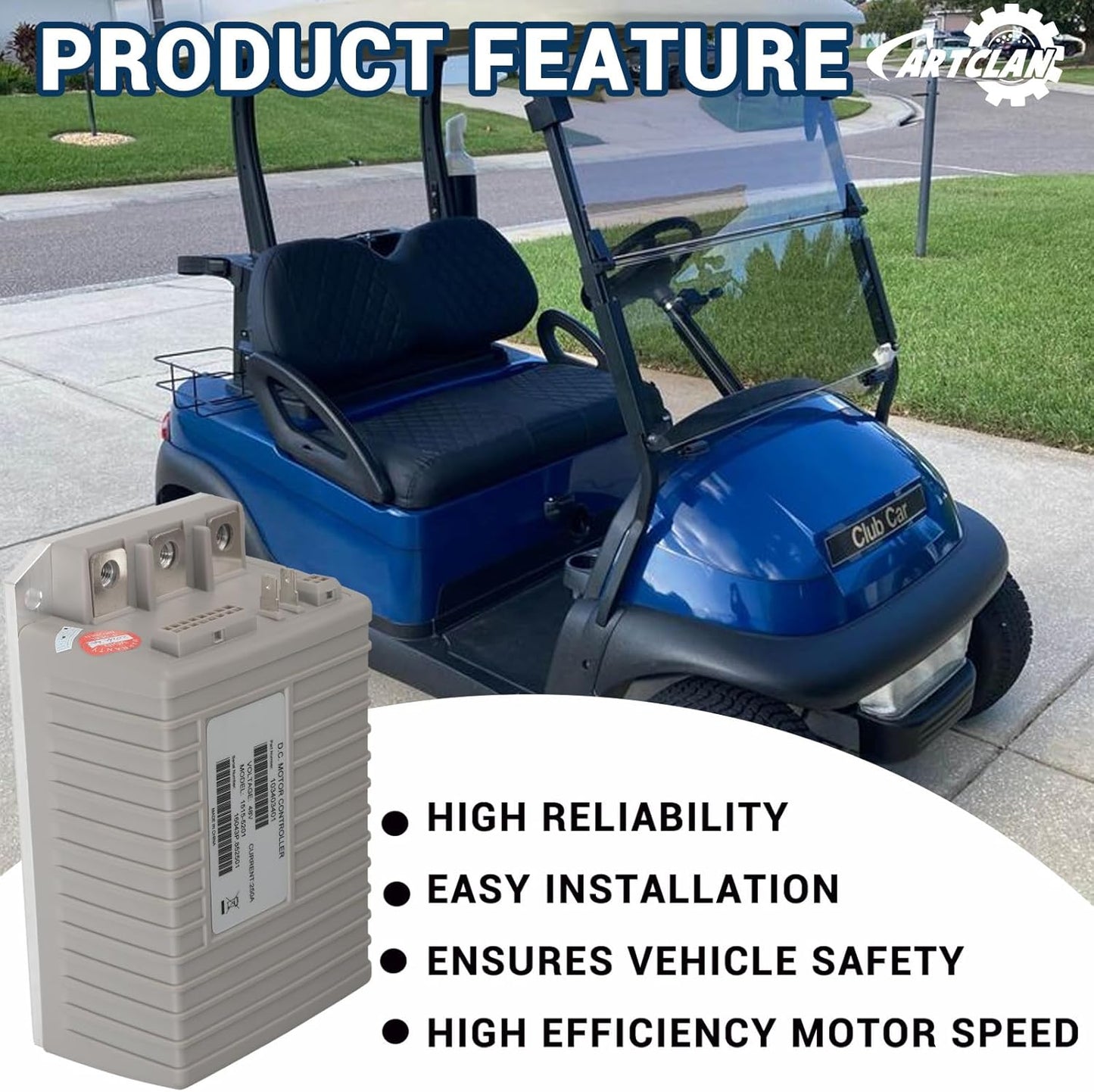 48V 250A Club Car DC Motor Controller, Golf Cart DC Motor Controller Speed Controller Suitable for Club Car Precedent/DS Golf Carts