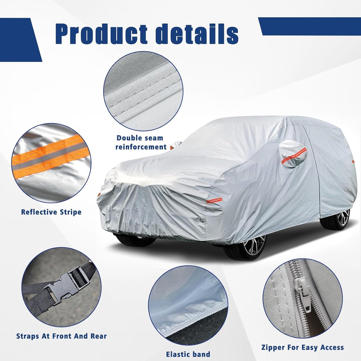 Kayme 6 Layers SUV Car Cover Custom Fit for Nissan Kicks (2017-2025) Waterproof All Weather for Automobiles, Outdoor Full Cover Rain Sun UV Protection.Silver