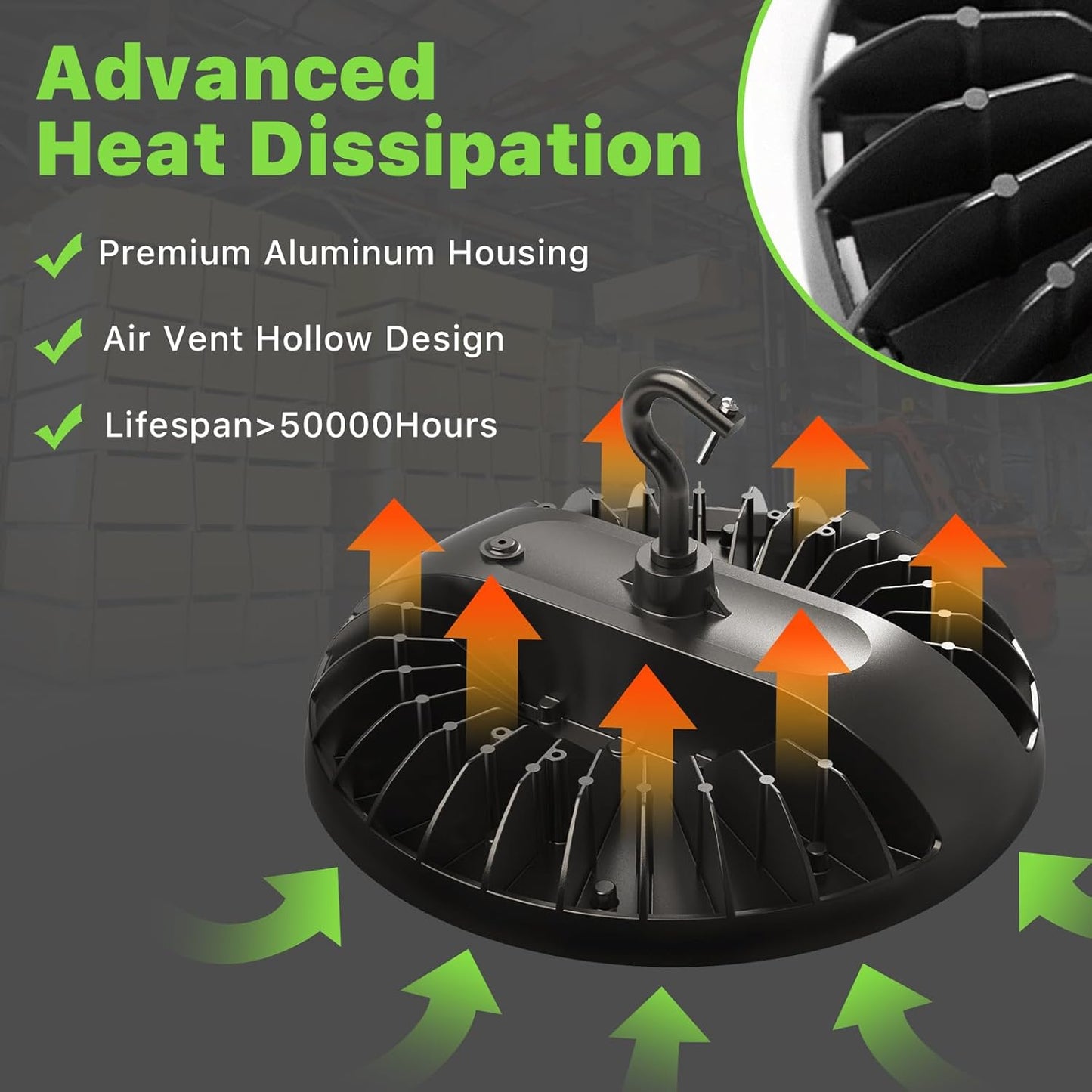 LED High Bay Light 150W, 21000lm 5000K UFO Led High Bay Light(600W MH/HPS Equiv.), Commercial Bay Lighting with 5ft Cable US Plug for Garage Shop Barn Warehouse