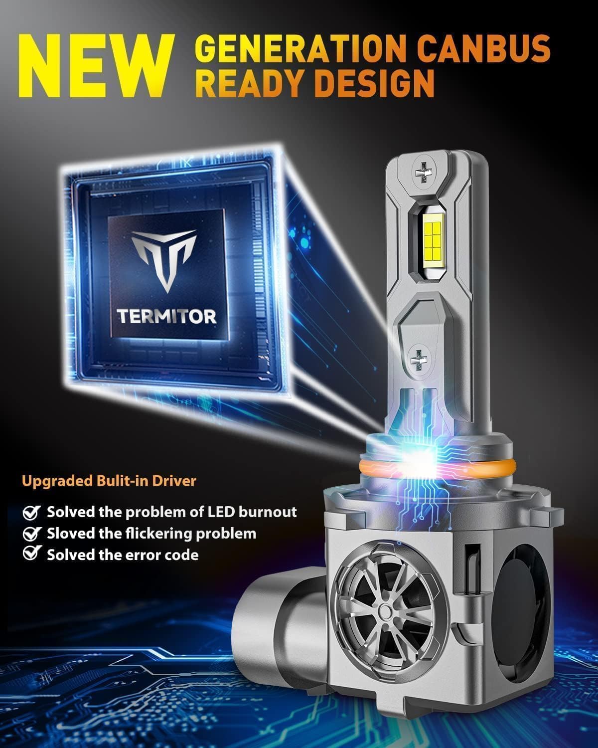 9005/HB3 & 9006/HB4 LED Bulbs Combo, 120,000LM 12X Ultra-Bright, Real 1:1 Mini Size, 6500K White 85,000Hrs Long Life with Cooling Fan, 9005 9006 Fog Light, Plug and Play, Pack of 4