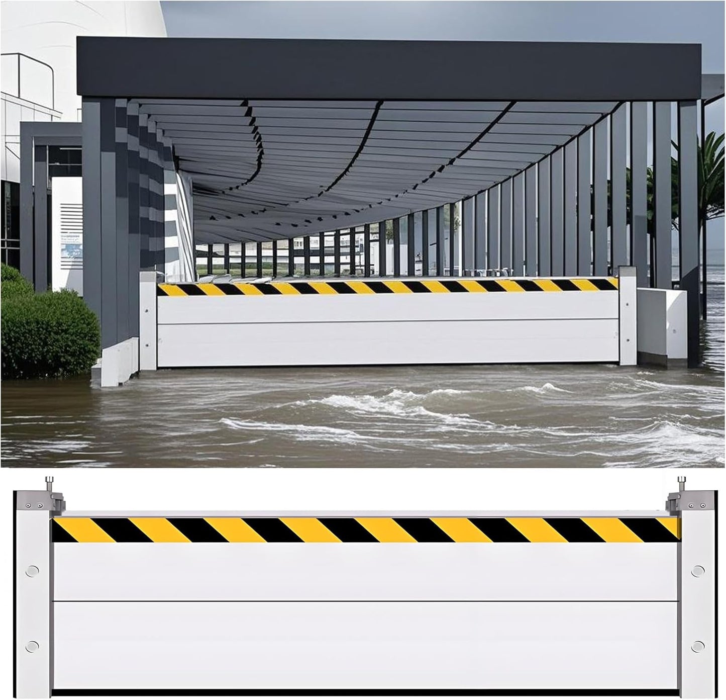 Flood Barriers for Home Exterior - Aluminum Alloy Outdoor Easy Flood Barrier Garage Doors Water Barriers for Flooding,H7.9 Inch/L7.5FT
