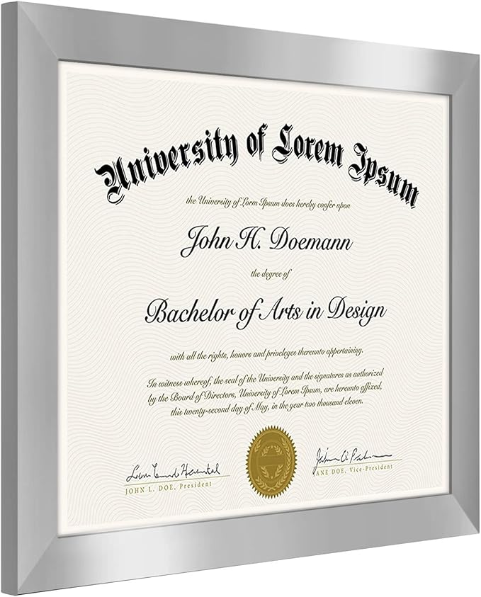 Americanflat 8.5x11 Diploma Frame with Shatter-Resistant Glass - Document Frames with Engineered Wood - Legacy Collection - Certificate Frame for Tabletop and Wall Display - Silver