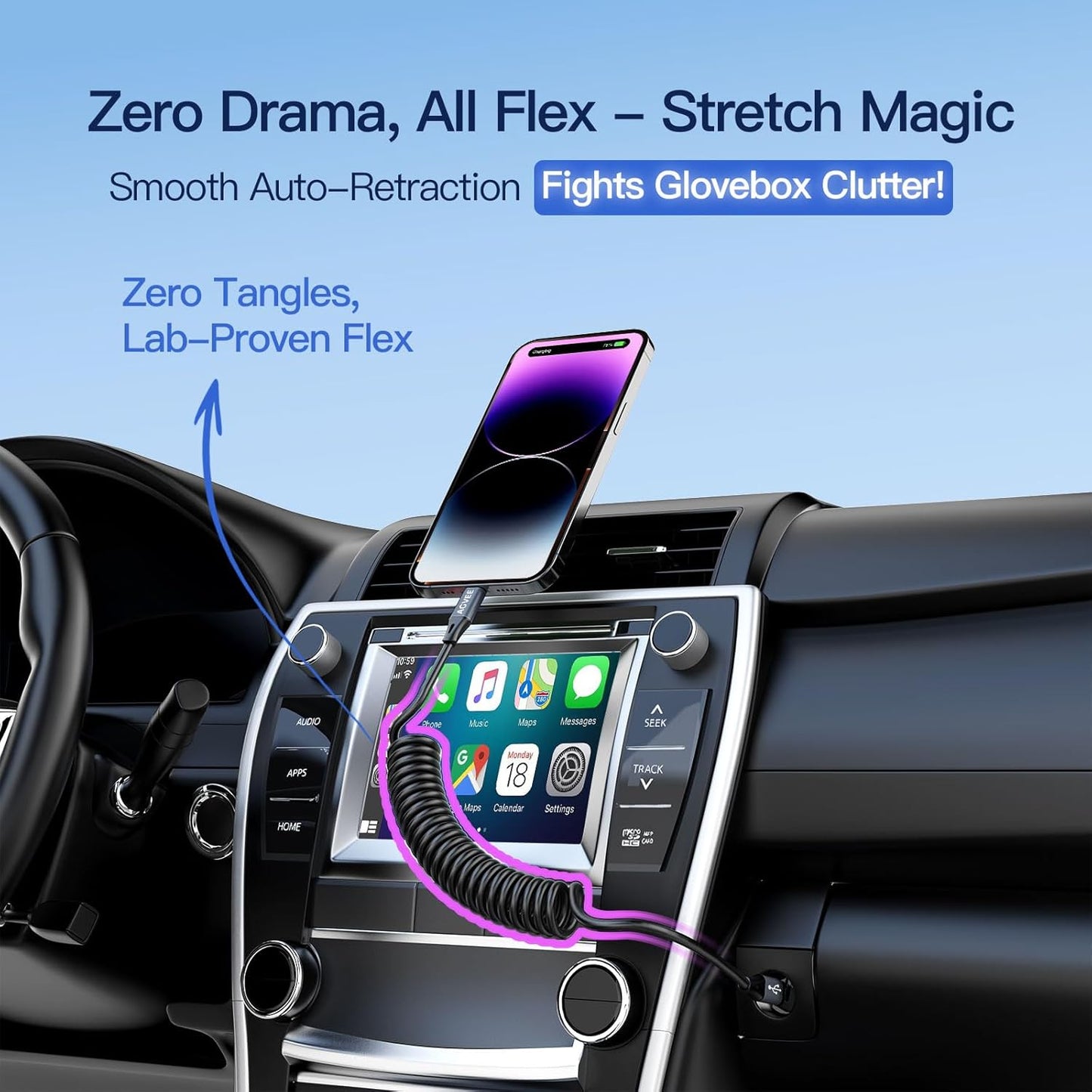 AGVEE 2 Pack 3ft Coiled Short USB-C to Lightning Charging Cable [MFI Certified] 30W PD Fast Charger Cord in Car for iPhone 14/13/12/11/XS/8/7/6/5 CarPlay, iPad, iPod, Dark Gray