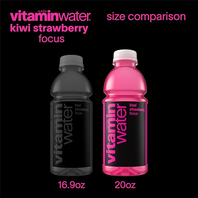 vitaminwater Focus Kiwi Strawberry Nutrient Enhanced Flavored Water Beverage, 20 fl oz Bottles, 12 Pack
