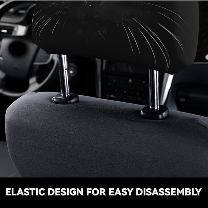 Dujiea 2 Pack Black Cat Car Headrest Covers, Universal Soft Car Seat Head Rest Protector, Vehicle Accessories Fabric Headrest Cover for Cars Vans Trucks