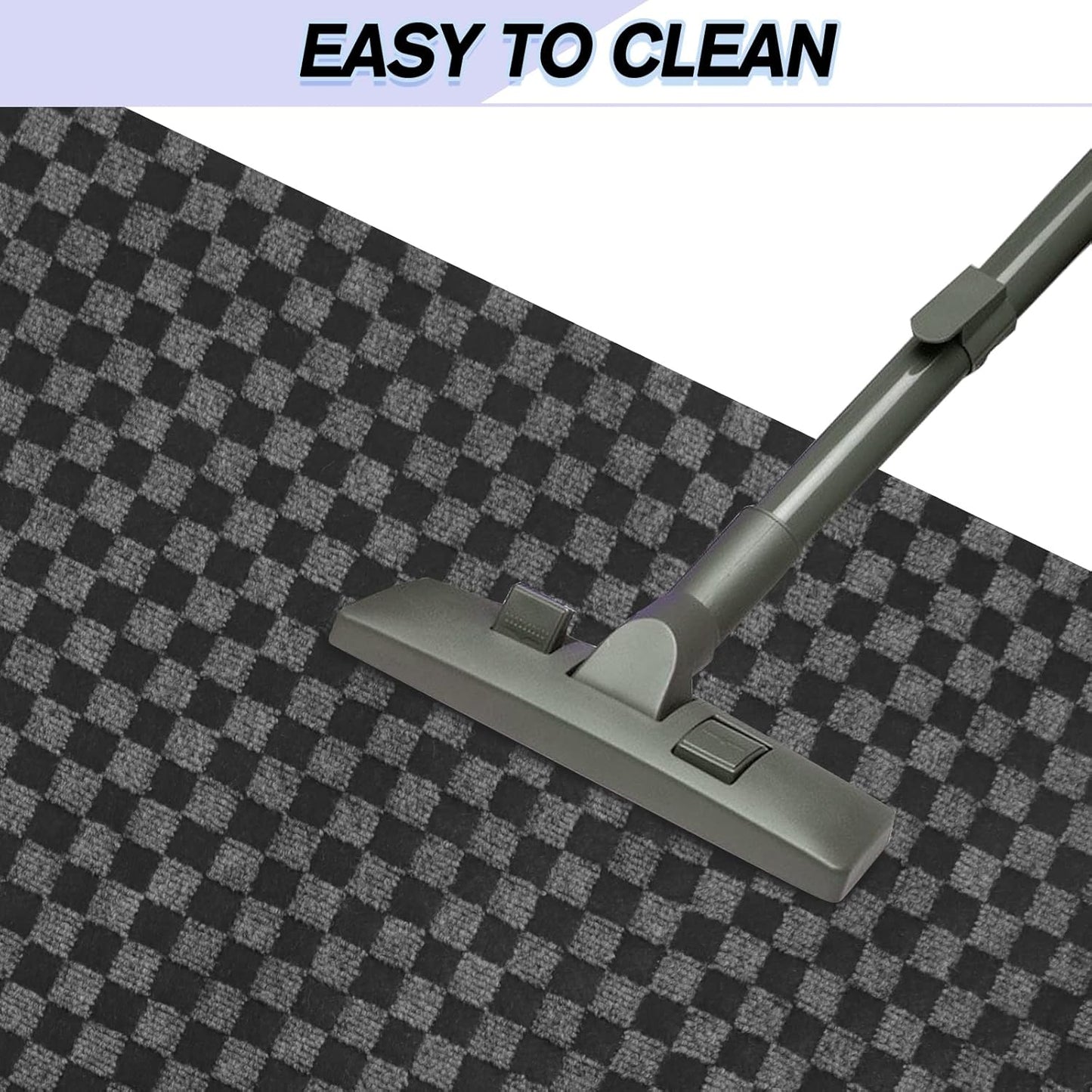 Custom Size Backed Non-Slip Area Rugs Runner, Easy Clean, Waterproof Runner Rugs for Hallway Entryway, Kitchen, Laundry, 2FT x 27FT, Gray Checkered