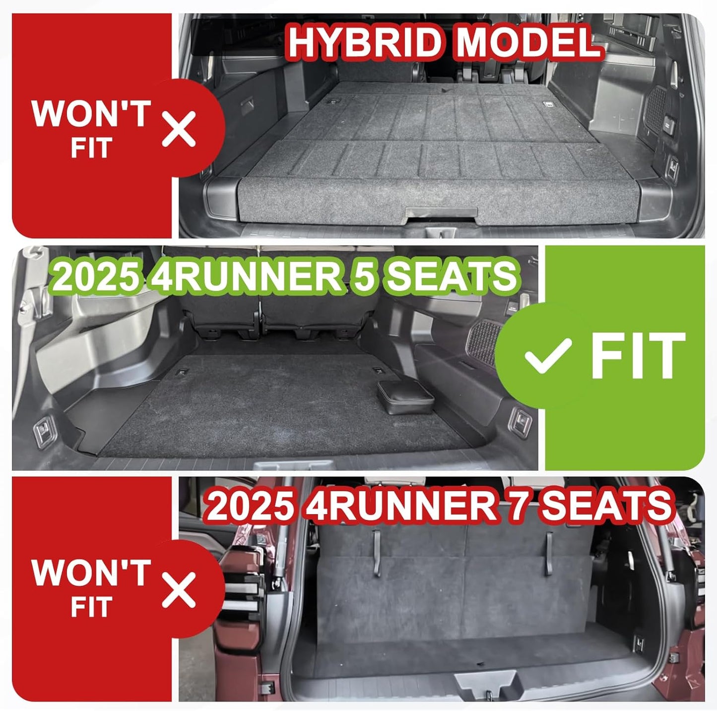 TripleAliners Floor Mats & Trunk Mat & Rear Seatback Cover All Weather TPE Liners Fit for Toyota 2025 4Runner Accessories Custom Fit TPE Heavy-Duty (Only for 5 Seats) - Not for Hybrid Model