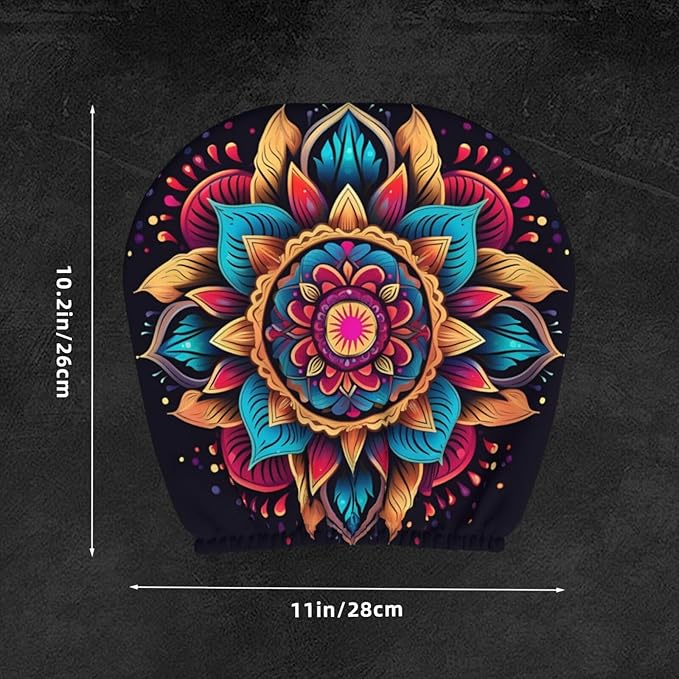 Dujiea 2 Pack Boho Mandala Turquoise Car Headrest Covers, Universal Soft Car Seat Head Rest Cover Protector, Vehicle Accessories Fabric Headrest Cover for Cars Vans Trucks