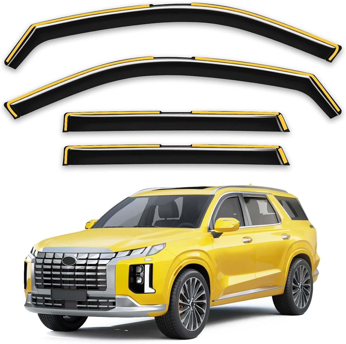 in-Channel Window Rain Guards Fit for Hyundai Palisade 2020 2021 2022 2023 2024 2025 Extra Durable Window Deflectors Vent Visors Shades Car Accessories Visors Rain Guards -4 pcs