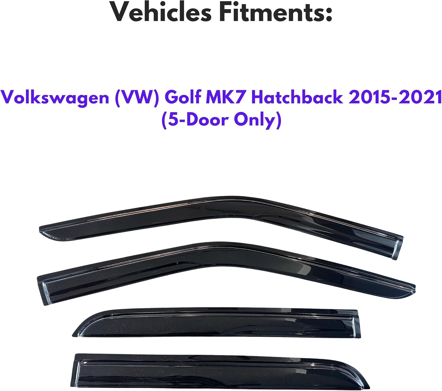 KPY Window Visor Compatible with Volkswagen (VW) Golf MK7 Hatchback 2015-2021, 4PC Rain Guard Side Window Vent Deflectors Tape-On Mugen Style, 2015 2016 2017 2018 2019 2020 2021