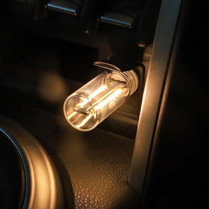 Touch Control Portable Retro Car Bulb, Battery & USB Plug in Interior Mood Lamp, No Pole Dimmable Indoor Decorative Mini Neon Night Lights for Bedroom, Camping, Holiday, Vehicle, SUV (Yellow, 1Pack)