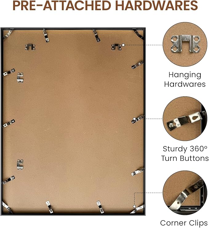 Heimlove 20x27 Metal Picture Frame,Black Aluminum Wall Gallery Poster Puzzles Artwork frames-Real Tempered Glass,Mounting Horizontally or Vertically Decor for Wall-1Pack