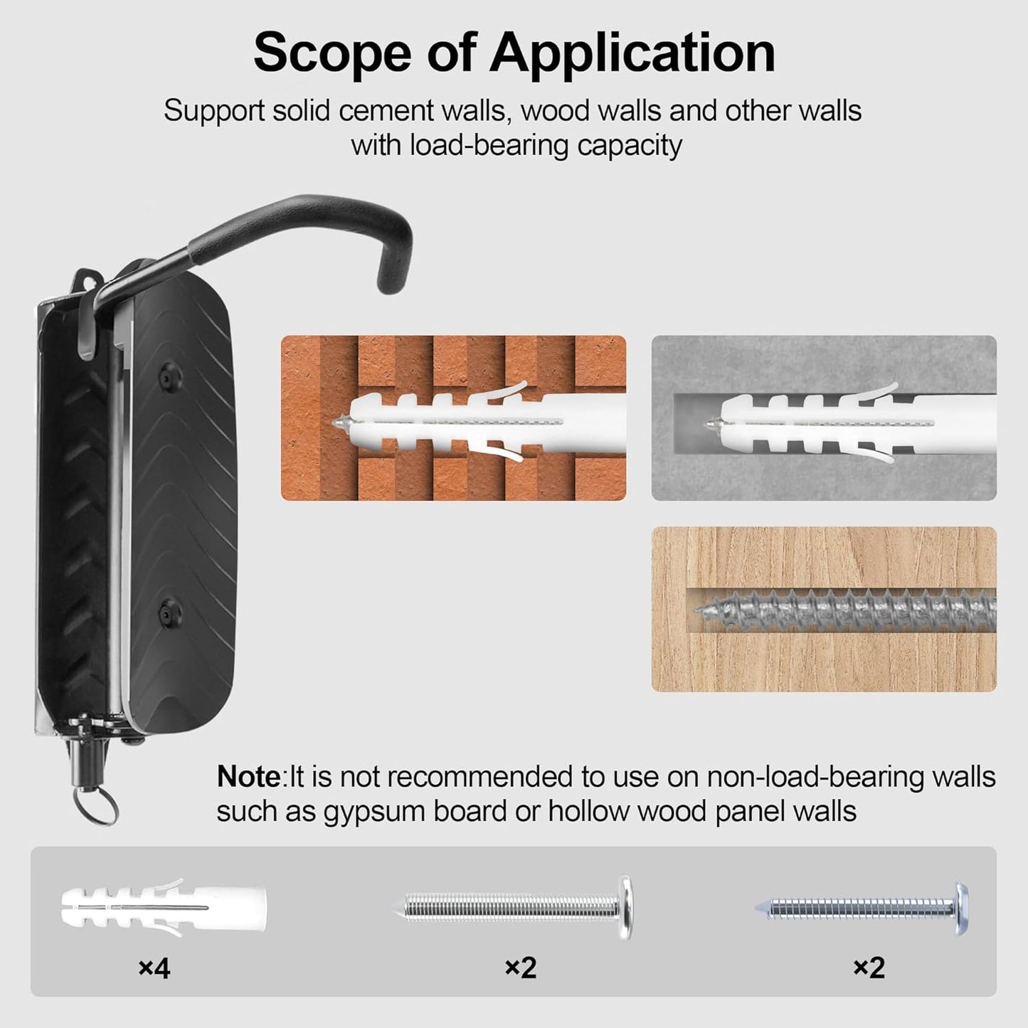 Swivel Bike Wall Mount, Vertical Bike Rack for Garage, Space-Saving Bike Storage and Hanger with Gear Position Lock, Supports Up to 66 lbs, Black